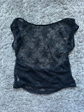 Black Lace Backless Top